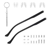 DOPENSPI 1 Pair Glasses Arm Replacement, Black Eyeglasses Repair Kit with Screws Washers Screwdriver Nose Pads Eyeglass Arms Replacement Temple Arms 6mm for Glass Sunglasses Convex Single Teeth 1.2mm