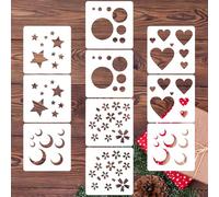 DOPENSPI 10 Pcs Star Stencils for Painting, PVC Plastic Reusable Moon Star Templates Pattern Painting for Wall Wood Fabric Canvas DIY Craft Home Decor Art Projects (3.93x3.93Inch)