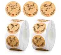 DOPENSPI 1000 Pcs Thank You Stickers, 0.98 Inch Small Self-Adhesive Thank You Labels Envelope Sticker Round Stickers for Packaging Gifts Envelopes Small Business Packaging(Leaf Pattern)
