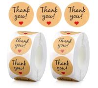 DOPENSPI 1000 Pcs Thank You Stickers, 0.98 Inch Small Self-Adhesive Thank You Labels Envelope Sticker Round Stickers for Packaging Gifts Envelopes Small Business Packaging(Heart Symbol)