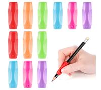 DOPENSPI 12PCS 3 Concaves Silicone Grippers for Pencil Pen, Ergonomic Comfort Grip Multicolour Writing Aid for Drawing Writing Stylus