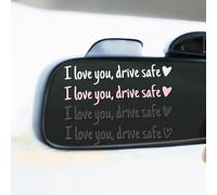 DOPENSPI 16 Pcs I Love You Drive Safe Mirror Sticker, Cute Car Decals Stickers Rearview Mirror Sticker Car Decor Accessories Vinyl Cars Decals for Women Men Gift Vehicle Cars Windows (Black,Pink)