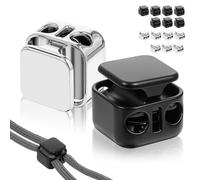 DOPENSPI 16PCS Metal Heavy Duty Cord Locks, 4mm Double Hole Cord Locks for Drawstrings Draw String Clip Toggles Cords Lock End Paracord Lock Stopper Fastener Toggles for Shoelaces Drawstring Paracord