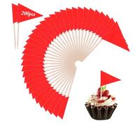 DOPENSPI 200PCS Solid Red Toothpick Flags, Small Mini Plain Blank Writable Red Triangle Stick Golf Cupcake Toppers Flag Toothpicks for Party Wedding Appetizers Buffet DIY Decorations