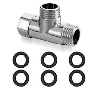 DOPENSPI 20mm G1/2" 3 Way Shower Diverter Valve Brass with 6 Washers, 3 Way T Shape Adapter Universal Anti Rust Hose Connectors Plumbing Valves Water Diverter Replacement for Bidet Sprayer Valve Handh