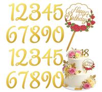 DOPENSPI 20PCS Acrylic Number Cake Topper, 0-9 Gold Number for Cake Acrylic Numbers Picks BirthdayCake Toppers Numbers 0-9 for Birthday Anniversary Baby Shower Party