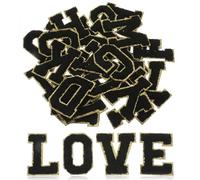 DOPENSPI 26PCS Chenille Letters Patches, Self Adhesive Letter Patches A-Z Embroidered Applique Fabric Applique Initial Patche Alphabet Patche Stick for DIY Shirts Shoes Jeans Backpacks Hats Black