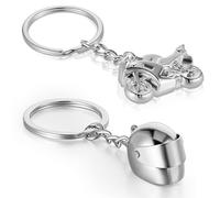 DOPENSPI 2PCS Motorcycle & Motorcycle Helmet Keychain, Motorbike Keyring Motorcycles Gift Metal Car Keychain Pendant Decoration Idea Biker Gift Keychains Pendant