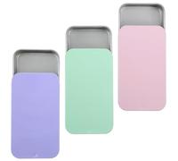 DOPENSPI 3 Pcs Metal Tin Box Containers,3 Colors Mini Rectangular Slide Tin Container Small Slide Top Tins Boxes Empty Mini Portable Box Organizer Containers for Candies Jewelry Crafts