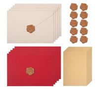 DOPENSPI 35 Pcs Letter Paper,6.4x4.5 Inch Vintage Letter Writing Paper Set Includes 10 Letters Envelop 15 A5 Letters Papers with 10 Pcs Gold Seal Stickers for Christmas Love Weddings Greeting Cards