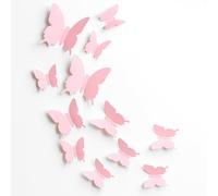 DOPENSPI 36PCS Pink Butterfly Wall Decor, 3Sizes Butterflies Wall Sticker Butterflys Stickers 3D Butterfly Decoration Girls Room Walls Decals for Nursery Wedding Cake Party Room Decor