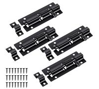 DOPENSPI 4 Pcs Black Slide Bolt Latch, 304 Stainless Steel Slide Latch Lock Small Barrel Bolt Latches Sliding Door Lock with 24 Screws for Gate Cabinet Garden Door(3 Inch)