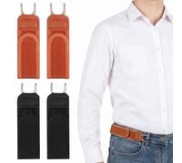 DOPENSPI 4 Pcs Metal Hook Elastic Belt, Adjustable No-Buckle Waist Belt for Men Women Comfortable Invisible Side Belts for Pants Travel Work