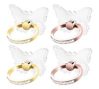 DOPENSPI 4PCS Transparent Phone Ring Holder, Adjustable Butterfly Cell Phone Ring 360°Rotation Cellphone Kickstand Grips Cell PhoneRing Holder Compatible with Most Smartphones and Case