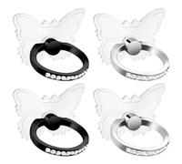 DOPENSPI 4PCS Transparent Phone Ring Holder, Adjustable Butterfly Cell Phone Ring 360°Rotation Cellphone Kickstand Grips Cell PhoneRing Holder Compatible with Most Smartphones and Case
