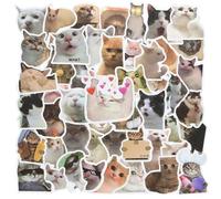 DOPENSPI 50PCS Funny Cat Meme Stickers, Cute Cat Stickers Waterproof Vinyl Sticker Decals for Water Bottle Phone Laptop Notebook Scrapbook Luggage Skateboard for Cats Lovers