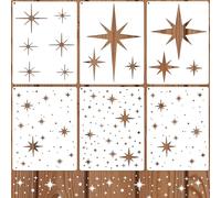 DOPENSPI 6 Pack Star Stencil for Painting, Reusable Large Star Template Twinkle Stars Wall Drawing Stencils Art Supplies for Wall Wood Craft Canvas Fabric Home Decor