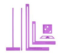 DOPENSPI 6 Pcs Bookbinding Tool Kit, Plastic Ruler Template Set Scrapbooking Supplies Includes T-Ruler, Corner Miter, Spine Spacer, Divider, Shape Template for DIY Journal Notebook Making(Purple)
