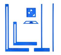 DOPENSPI 6 Pcs Bookbinding Tool Kit, Plastic Ruler Template Set Scrapbooking Supplies Includes T-Ruler, Corner Miter, Spine Spacer, Divider,Shape Template for DIY Journal Notebook Making (Dark Blue)