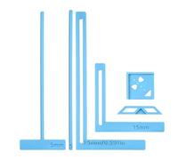 DOPENSPI 6 Pcs Bookbinding Tool Kit, Plastic Ruler Template Set Scrapbooking Supplies Includes T-Ruler, Corner Miter, Spine Spacer, Divider, Shape Template for DIY Journal Notebook Making(Light Blue)