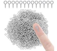DOPENSPI 600 Pcs Small Screw Eye Hooks Pins,10mm Silver Iron Eyelets Screw Threaded Mini Eye Pins Hooks for Jewelry Making DIY Crafts Pendants Decoration