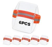 DOPENSPI 6PCS Arm Badge Holder, Waterproof Armband ID Card Holder with Adjustable Elastic Strap Arm ID Badge Holders Cruise Card Holders for Sport Staff Office Employees Universal Size(Orange)