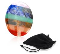 DOPENSPI 7 Chakra Thumb Worry Stone for Anxiety with Velvet Bag, Hand Carved Oval 7 Chakra Crystals Sets Meditation Reiki Palm Stone Meditation Crystal Decorative Natural Stone(Oval)