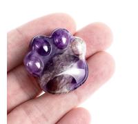 DOPENSPI Cat Paw Worry Stone for Anxiety Crystals, Hand Carved Cat Paw Amethyst Crystals Decorative Natural Stone Meditation Reiki Palm Stones Meditation Crystal for Relief Anxiety