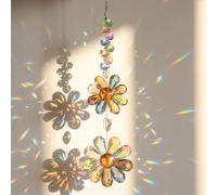 DOPENSPI Crystal Suncatcher, Flower Prism Window Rainbow Maker Flower Suncatcher Hanging Ornament for Indoor Outdoor Home Garden Decor(Dark)