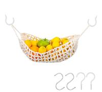 DOPENSPI Fruit Hammock, Fruit Hammock Under Cabinet with 2PCS Hooks Hanging Fruits Basket 22.4×8.7in Fruits Net Woven Boho Banana Holder Veggie Basket Saves Counter for Kitchen Home Boat Rv