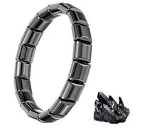 DOPENSPI Hematite Bracelet for Men, Stylish Hematite Bracelet Adjustable Elastic Bracelets Black Stone Bead Wristband Gift for Husband Dad Boyfriend