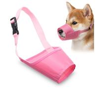 DOPENSPI Pink Dog Muzzle, Soft Nylon Dog Muzzles Anti Biting Barking Chewing Breathable Drinkable Mouth Guard for Small Medium Large Dogs