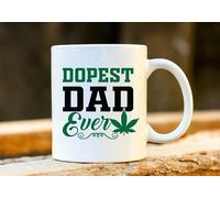 Dopest Dad Ever Mug - Stoner Gifts for Him, 420 Weed Accessories, Gift for Weed Dad, Marijuana Gift for Men (Mug & Coaster)