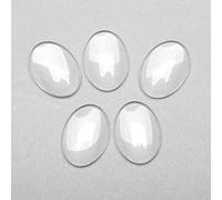 Dophee 50PCS Transparent Oval Glass Cabochon, 18x13mm Clear Glass Dome Cabochons for Jewelry Making Photo Pendant Necklaces Craft Crystal Embellishments