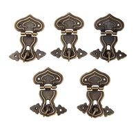 Dophee 5Pcs 63x47mm Retro Antique Bronze Heart Hasp Lock Latch Clasp with Screws for Drawer Cabinet Jewelry Case Box Chest