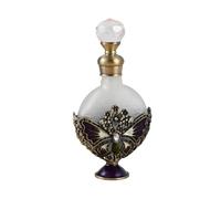 Dophee Retro Crystal Perfume Bottle, 10ml Butterfly Flowers Decorative Glass Empty Container Refillable Vintage Perfume Bottles for Fragrance Restoring, Dresser Table Decor, Christmas