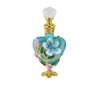 Dophee Retro Crystal Perfume Bottle, Refillable Perfume Bottle Flower Heart Shape Glass Empty Container for Fragrance Restoring, Dresser Table Decor, Handmade Holiday Gifts(10ml, Green)