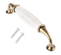 Dophee Vintage Crack Ceramic Cabinet Handles Antique Brass Drawer Pull Knobs, 5Pcs Whole Length 140mm