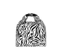 DOPKLNA Animal Check Border Zebra Pattern, Insulated Lunch Bag - Portable Roll Top Cool Bag, Reusable Cooler for Women & Men