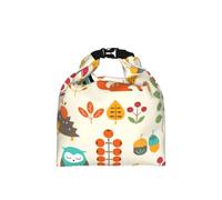 DOPKLNA Autumn Pattern with Owl Fox Squirrel Birds Animal Print, Insulated Lunch Bag - Portable Roll Top Cool Bag, Reusable Cooler for Women & Men