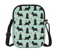 DOPKLNA Cocker Spaniel With Coffees Black Cocker Spaniel Dog, Zipper Crossbody Bags, Casual Shoulder Bag For Women And Men