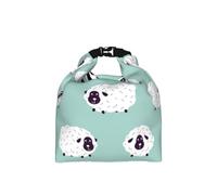 DOPKLNA Cute Animal Sheep Pattern, Insulated Lunch Bag - Portable Roll Top Cool Bag, Reusable Cooler for Women & Men
