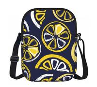 DOPKLNA Hand-drawn Lemon, Lemon Slices, Fruit Pattern, Zipper Crossbody Bags, Casual Shoulder Bag For Women And Men