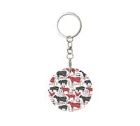 DOPKLNA Meat Cuts Diagrams Butcher Shop, Round Metal Keychains, Keyring, Car Keychain Key Chain Ring Holder Organizer 1 pc