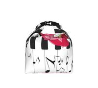 DOPKLNA Red Rose On Piano Musical Notes, Insulated Lunch Bag - Portable Roll Top Cool Bag, Reusable Cooler for Women & Men