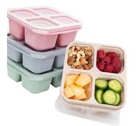 DOPKUSS 4 Pack Snack Containers with 4 Compartments Bento Snack Box