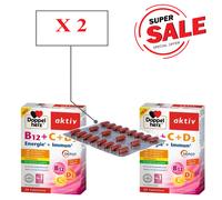 Doppel Herz Aktiv B12 + C + D3 Depot Maintain Energy Reduce Fatigue 2 x 30 Table
