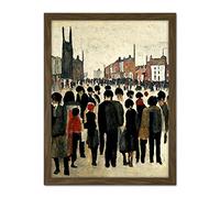 Doppelganger33 LTD 1940 Mid Century Industrial Northern Crowds In Street Cityscape Artwork Framed Wall Art Print 18X24 Inch