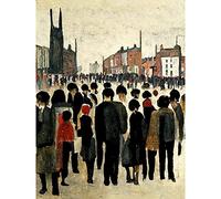Doppelganger33 LTD 1940 Mid Century Industrial Northern Crowds In Street Cityscape Large Wall Art Poster Print Thick Paper 18X24 Inch