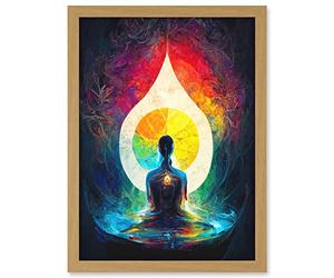 Doppelganger33 LTD 7 Chakra Meditation Energy Rainbow Relaxation Artwork Framed A3 Wall Art Print